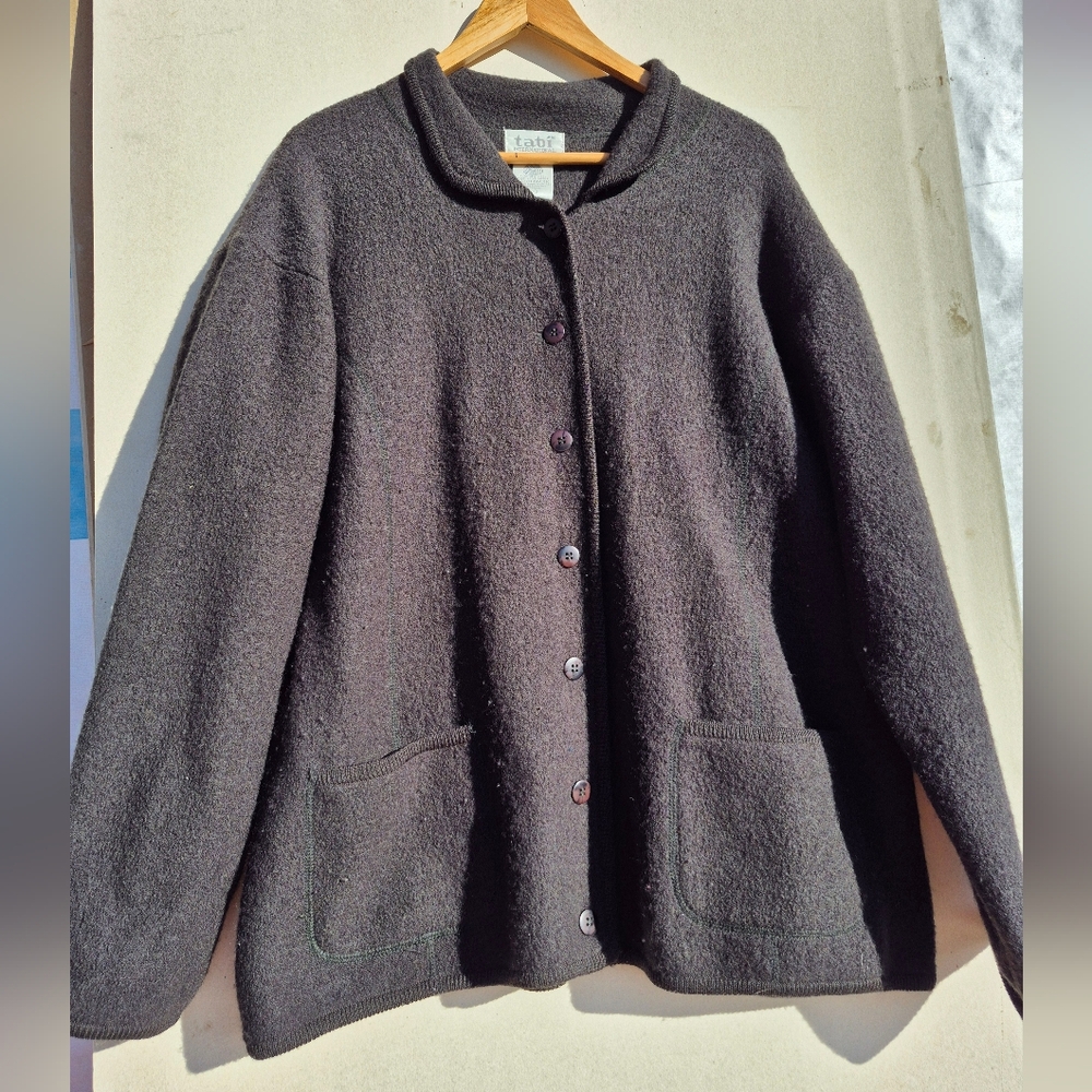 100% Wool Dark Green Jacket By Tabi Size XL